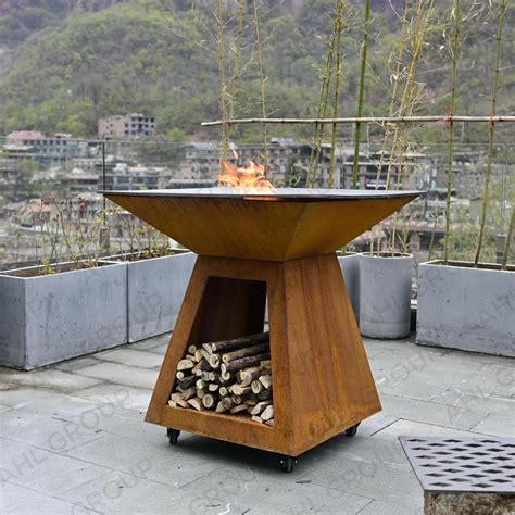 Customized Multifunctional Camping Corten Steel BBQ Grill AHL Corten Steel