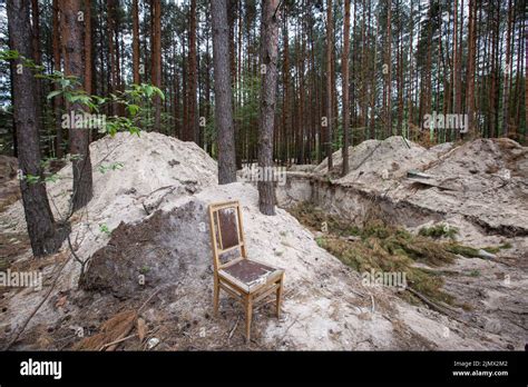 A Chair Seen In Front Of The Trenches Abandoned By The Russian Troops