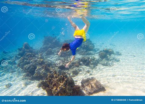 Child Snorkeling Kids Underwater Beach And Sea Stock Photo Image Of