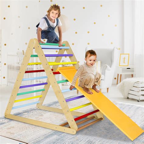 Buy Foldable Pikler Triangle Climber W 2 In 1 Reversible Rock Ramp For