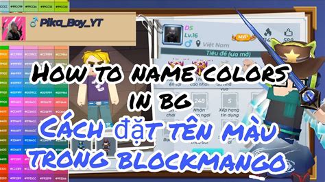 How To Get Colors Name In Bg Cách đặt Tên Màu Trong Blockman Go Youtube