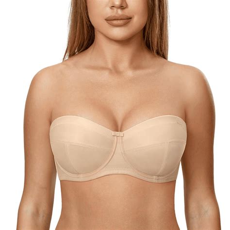 Delimira Womens Strapless Bra Plus Size Underwire Multiway Unlined