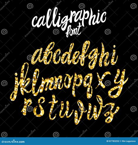 VECTOR Calligraphic Font Gold Dust Texture Script Stock Vector