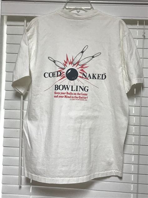 RARE WORN ONCE S COED NAKED BOWLING T SHIRT LARGE Gem