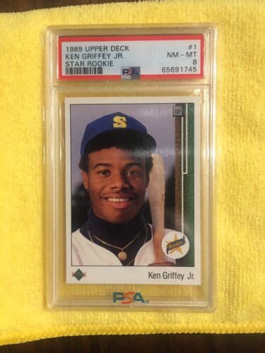 KEN GRIFFEY JR ROOKIE 1989 UPPER DECK 1 PSA 8 NM MTMARINERS HOFer