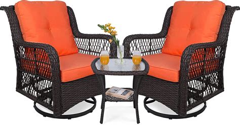 Vivijason Piece Patio Wicker Conversation Bistro Set Cushioned