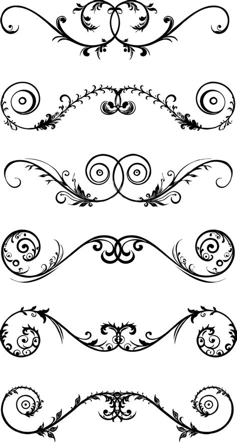 Premium Vector | A set of black and white scroll designs