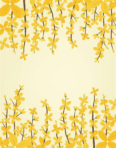 Premium Vector Spring Flower Yellow Forsythia Vector Illustration