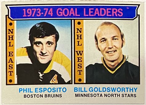 Phil Esposito 1974-75 Topps Boston Bruins Hockey NHL Goal Leaders Card ...