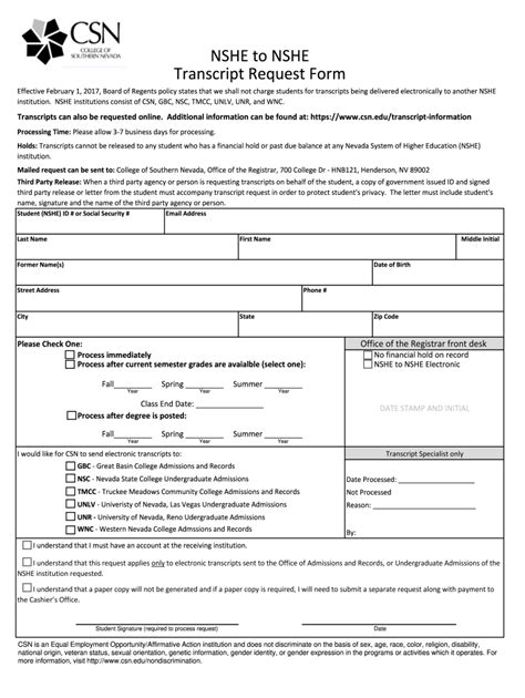 Csn Transcript Fill Out Sign Online DocHub