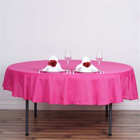 90 In Fuchsia Polyester Round Tablecloth