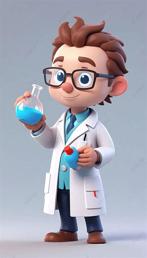 Scientist With A Flask Cartoon Design Background Wallpaper Image For