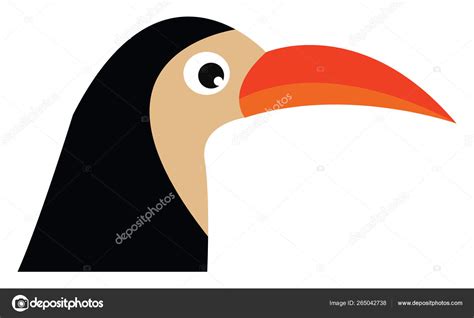 Black Bird Very Long Sharp Orange Beak Vector Color Drawing Stock Vector Image By ©morphart