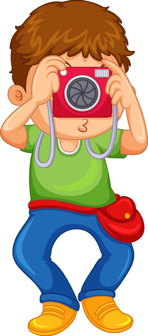 Boy Holding Camera Taking Picture Vector Art At Vecteezy