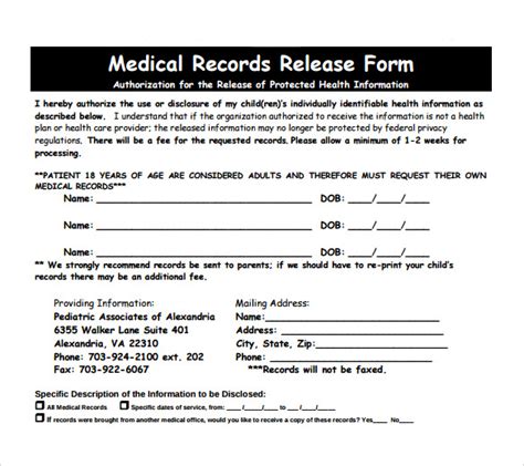 Free 10 Medical Records Release Forms In Pdf