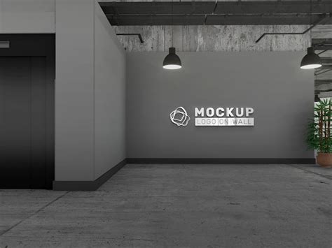 Premium Psd Office Logo In Wall Mockup