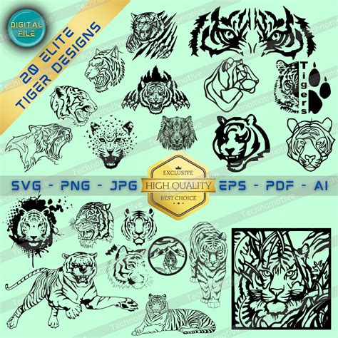 Tiger Clipart Svg Bundle Tiger Svg Png Pdf Eps  Tiger High Resolution Figure Tiger