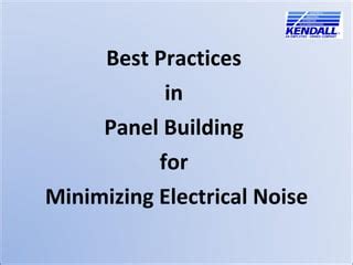 Minimizing Electrical Noise In Panels Ppt