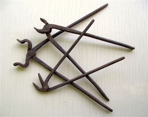 Antique Blacksmith Tools Hand Forged Tongs Pliers Clamp