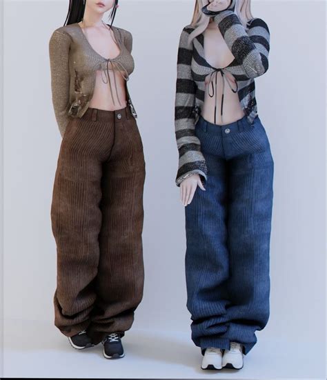 Samara Cardigan Corderoy Pants Babyetears Sims Clothing Sims