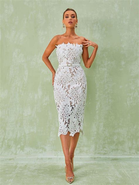 Despina White Lace Midi Dress Mew Mews Fashion