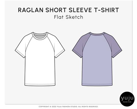 Raglan Short Sleeve T Shirt Fashion Flat Sketch Fashion Template