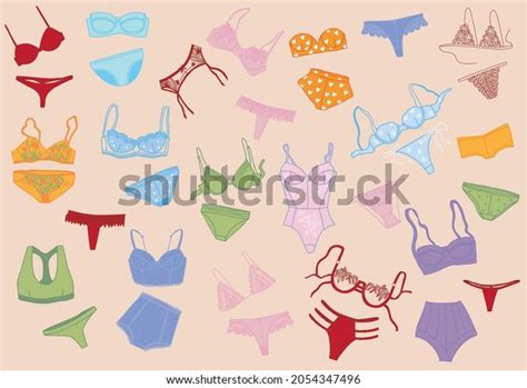 Collection Stylish Womens Lingerie Set Hand Stock Vector Royalty Free Shutterstock
