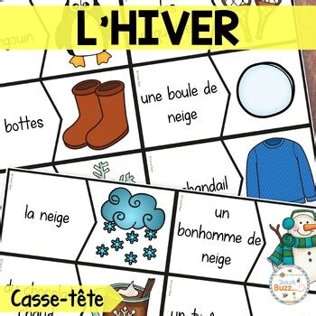 French Winter Puzzles Hiver Casse tête by French Buzz TpT