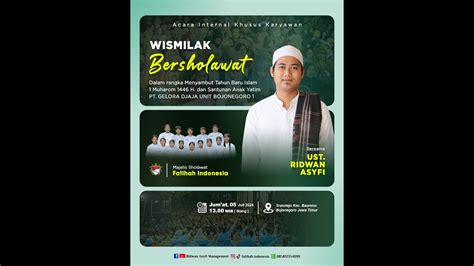 LIVE WISMILAK BERSHOLAWAT BERSAMA UST RIDWAN ASYFI FATIHAH