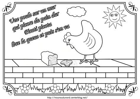 Coloriage Comptine Une Poule Sur Un Mur Coloriage Comptine Une Poule