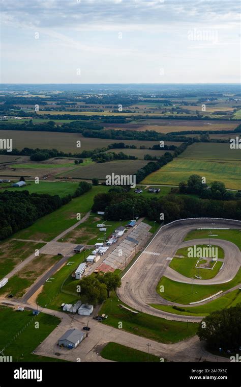 Aerial view of Madison International Speedway and rural Dane County ...