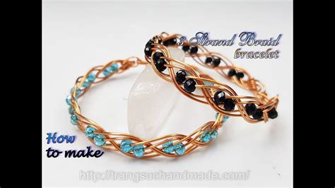 Double 3 Wire Braid Bracelet With Small Crystal How To Make Handmade Jewelry 489 Youtube