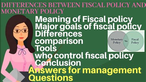 Differences Between Fiscal Policy And Monetary Policy And Comparison Notes By Rupa Youtube