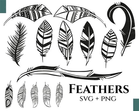 Feathers Svg Feather Svg Feather Clipart Feather Silhouette Boho Svg