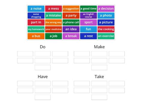 Pet Collocations Ordenar Por Grupo