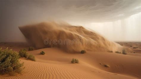 The Power Of Nature In Stunning Desert Sandstorm Generative AI Stock