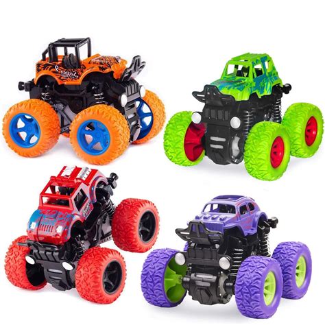 Monster Truck Toys Friction Powered Toy Cars Push And Go Vehicles For