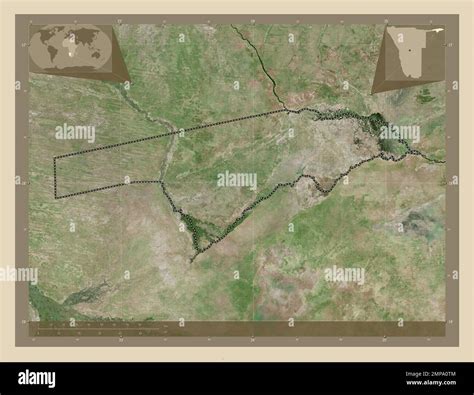 Zambezi, region of Namibia. High resolution satellite map. Corner ...