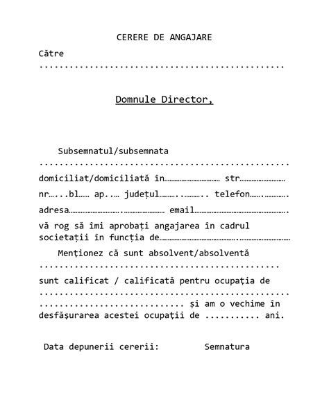 Model Cerere De Angajare Descarcă Pdf și Word Documente Cereri