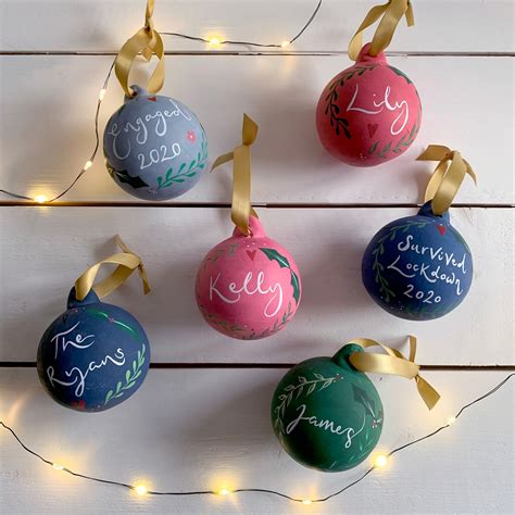 Personalised Bauble Hand Painted Ceramic Bauble Christmas Etsy