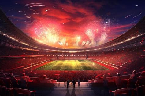 Premium AI Image | a rendering of fireworks from the stadium for the game.