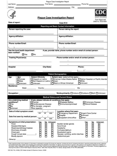 Cdc Plague Case Investigation Report Form Fill And Sign Printable