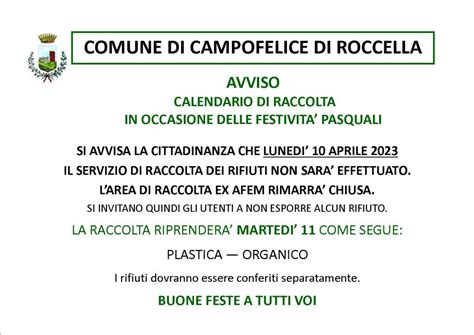 Comune Di Campofelice Di Roccella Avviso Raccolta Differenziata