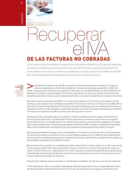 C Mo Recuperar El Iva De Las Facturas No Cobradas Pdf