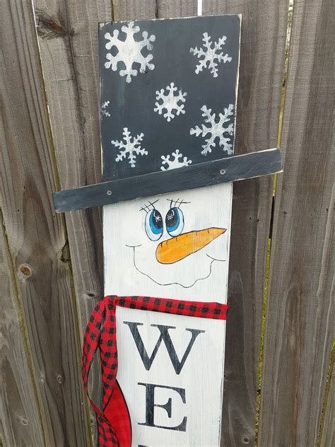 5 Ft Vertical Welcome Snowmen Sign For Front Porch Snowman Etsy Canada