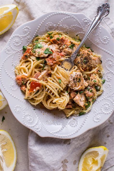 Creamy Lemon And Fresh Tomato Salmon Pasta Salt Lavender