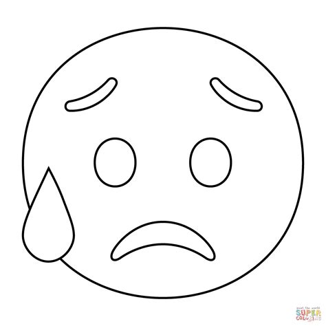 Sad But Relieved Face Emoji Coloring Page Free Printable Coloring Pages