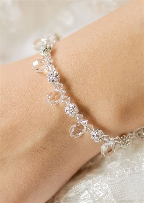 Bracelet Mariage Clatant Avec Strass Et Cristal Gouttes Princesse D