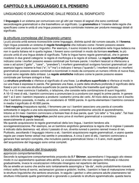 Cap 9 Psi Generale CAPITOLO 9 IL LINGUAGGIO E IL PENSIERO LINGUAGGIO