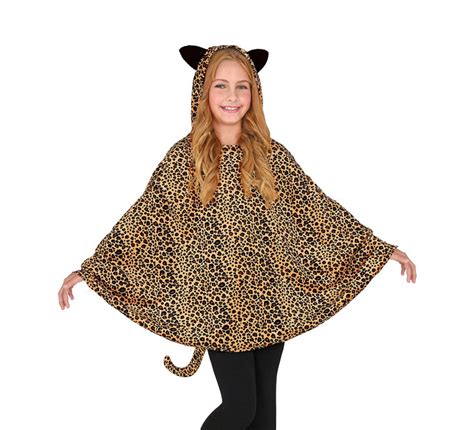 Kostüm oder Leopard Poncho mit Kapuze für Kinder